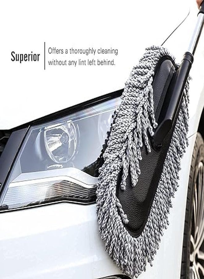 TNEMEC Long Handle Microfiber Feather Duster for Dust Cleaning Pole. Car Brush Exterior Interior Cleaner Dusting and hosue Ultra Soft Exatndable Remover Window Brushes Tools (1) - Image 4